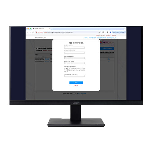PhotoTouch Registration Screen