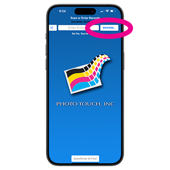 PhotoTouch + App on iPhone